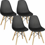 Set 4 scaune dining Milano pentru bucatarie cu textura perforata, 43x83cm, negru