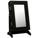 (R) Dulapior de toaleta cu oglinda si spatiu de depozitare bijuterii, 21x36x15cm, negru