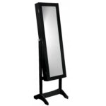 Dulap de toaleta cu oglinda si spatiu de depozitare bijuterii, 35x139cm, negru