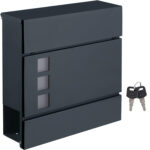 RESIGILAT: SONGMICS Cutie postala de exterior, pentru gard sau perete, din otel zincat, cu incuietoare, 37x11x37cm, gri