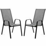 Set 2 scaune de gradina cu cadru metalic, stivuibile, 55x72x96cm, gri