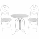 Set mobilier gradina metalic Elba, 2 scaune pliabile, 1 masa, alb