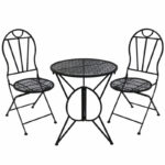 Set mobilier gradina metalic Elba, 2 scaune pliabile, 1 masa, negru
