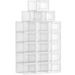 SONGMICS Cutii de pantofi, set de 18 organizatoare stivuibile, structura rezistenta ABS, 35x25x19cm, transparent