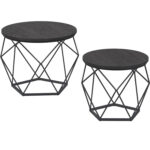 VASAGLE Set de 2 mese de cafea, stil industrial, 50x40cm si 40x36cm, negru