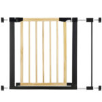 Poarta de siguranta Safety Gate pentru scari, ajustabila, din lemn cu structura otel, 82-89cm, negru maro