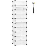 SONGMICS Dulap de depozitare pantofi modular, configurabil cu 10 compartimente, 43x31x173cm, alb