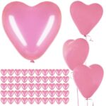 Set 50 baloane pentru petrecere in forma de inima, 30cm, roz