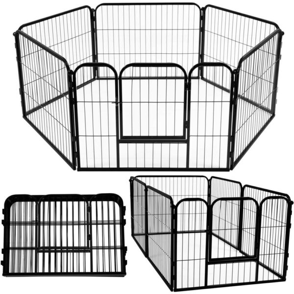 Tarc pentru animale de companie, din fier, forma configurabila, cu usa de acces, 3XL, 165x80x60cm, negru - imagine 2