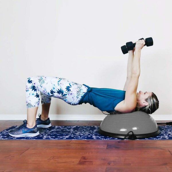 Minge fitness pentru echilibru, cu extensoare si pompa inclusa, 200kg, 57x25cm, gri - imagine 10