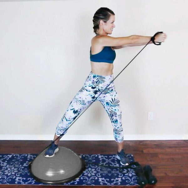 Minge fitness pentru echilibru, cu extensoare si pompa inclusa, 200kg, 57x25cm, gri - imagine 11