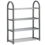Pantofar PVC si metal, Sersimo cu 4 rafturi, 64x50cm, argintiu