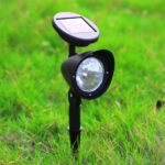 Lampa solara LED, tip proiector, IP44 pentru exterior, 26cm, negru