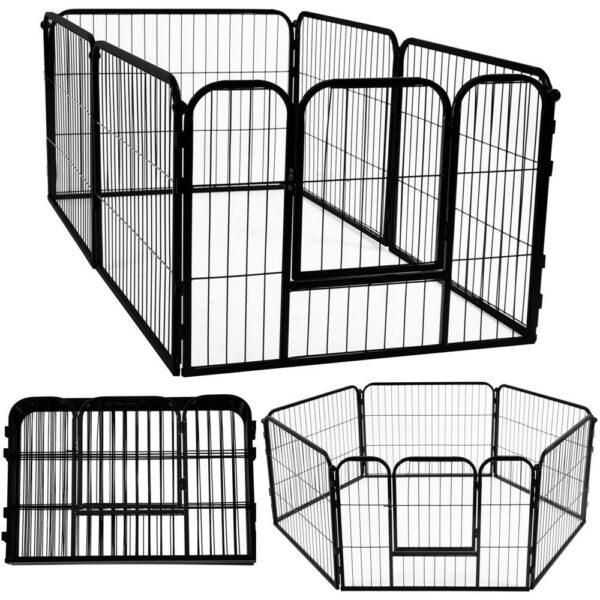 Tarc pentru animale de companie, din fier, forma configurabila, cu usa de acces, 3XL, 165x80x60cm, negru - imagine 3
