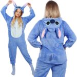 Pijama tip salopeta pentru adulti, model Stitch, marime M