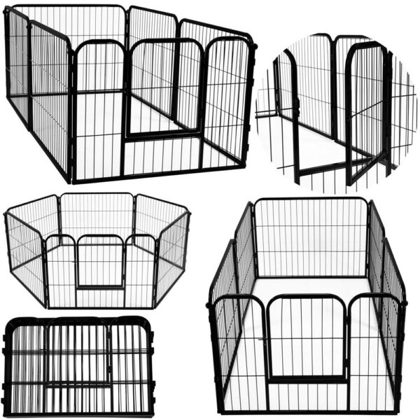 Tarc pentru animale de companie, din fier, forma configurabila, cu usa de acces, 3XL, 165x80x60cm, negru - imagine 5