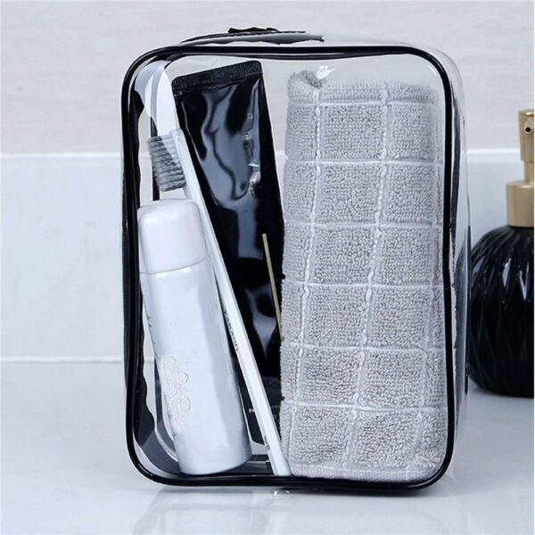 Set 3 genti organizatoare de calatorie cu fermoar, diverse dimensiuni, transparente - imagine 4