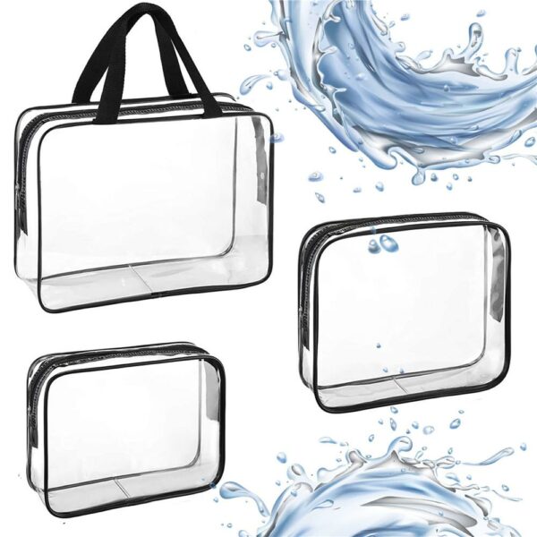 Set 3 genti organizatoare de calatorie cu fermoar, diverse dimensiuni, transparente - imagine 8