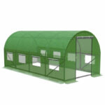Sera de gradina, tip tunel cu cadru metalic, 300x600cm, verde, 18mp (ventilatie suplimentara)