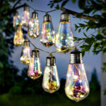 Ghirlanda luminoasa, LED, model Felisi, 10 becuri, 380cm, incarcare solara, lumina alb multicolor