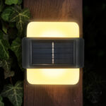 Set 2 lampi solare LED de perete, IP44 pentru exterior, autonomie 12 ore, 9x9x2.3cm, negru