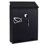 Cutie postala de exterior, pentru gard sau perete, din otel zincat, cu incuietoare, 26x6x19cm, gri inchis