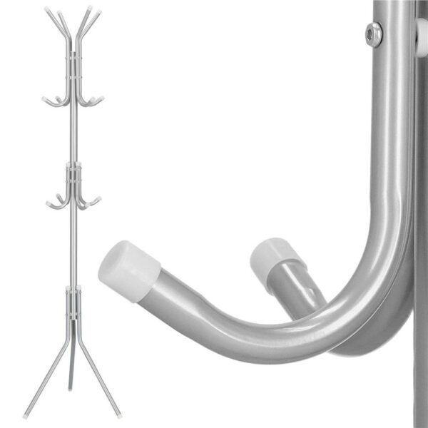 Cuier pentru haine, tip pom, cu 12 carlige, 173 cm, gri - imagine 2