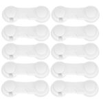 Set 10 sigurante blocator sertare si usi, plastic rezistent, fixe, 9.5 cm, alb