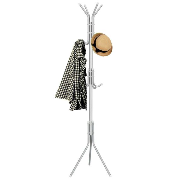 Cuier pentru haine, tip pom, cu 12 carlige, 173 cm, gri - imagine 11