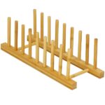 Suport organizare farfurii sau capace oala, din bambus, 34x13x13cm, natur