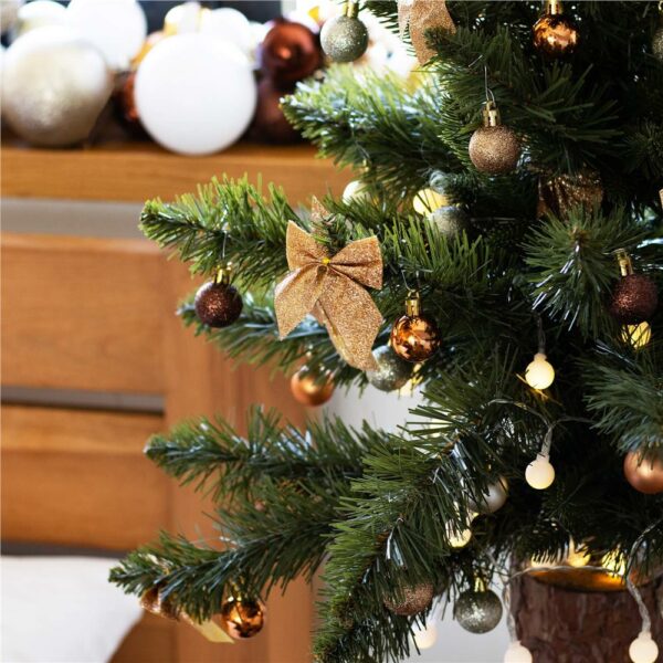 Set 6 ornamente pentru bradul de Craciun, fundita, 8cm, auriu - imagine 11
