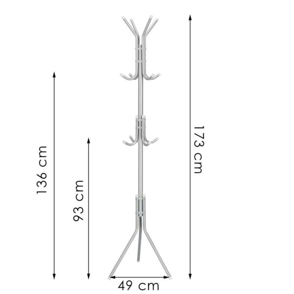 Cuier pentru haine, tip pom, cu 12 carlige, 173 cm, gri - imagine 12