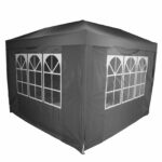 (P) Cort pavilion de gradina pliabil automat pop-up, impermeabil, cu 4 pereti laterali, 300x300cm, gri