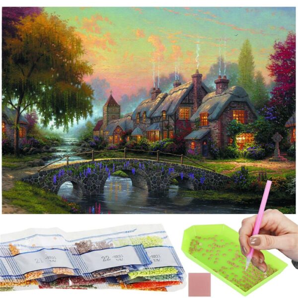 Set de broderie cu diamante 5D, 30x40cm, model Pod de piatra - imagine 3