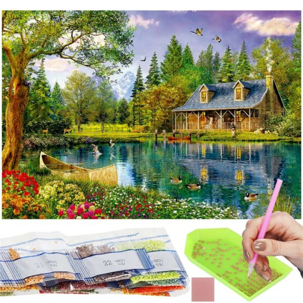 Set de broderie cu diamante 5D, 30x40cm, model Pod de piatra - imagine 4