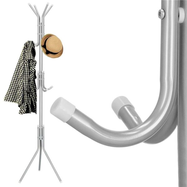 Cuier pentru haine, tip pom, cu 12 carlige, 173 cm, gri - imagine 10