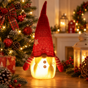 Figurina Craciun, Spiridus, cu iluminare LED, 33cm