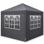 Cort pavilion de gradina pliabil, instalare automata pop-up, material textil oxford impermeabil, cu 4 pereti laterali, 300x300cm, gri