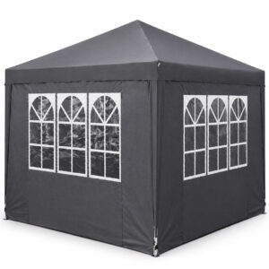 Cort pavilion de gradina pliabil, instalare automata pop-up, material textil oxford impermeabil, cu 4 pereti laterali, 300x300cm, gri