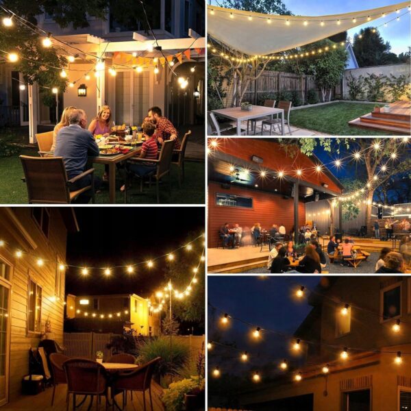 Ghirlanda luminoasa, LED, model Moza, 10 becuri, 380cm, incarcare solara, lumina alb cald - imagine 3
