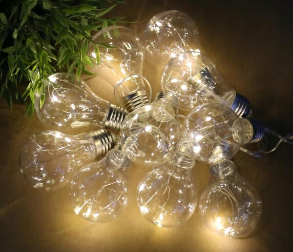 Ghirlanda luminoasa, LED, model Moza, 10 becuri, 380cm, incarcare solara, lumina alb cald - imagine 6