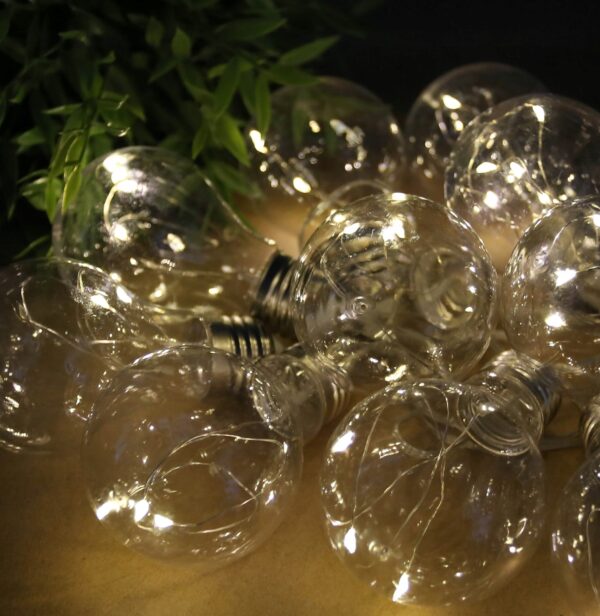 Ghirlanda luminoasa, LED, model Moza, 10 becuri, 380cm, incarcare solara, lumina alb cald - imagine 8