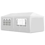 Cort pavilion 6x3m pentru gradina sau evenimente, cu 6 pereti laterali, alb