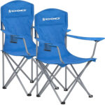 SONGMICS Set 2 scaune pliabile de camping sau pescuit, suport pahar, maxim 150kg, albastru