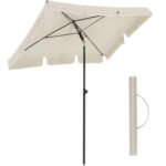 SONGMICS Umbrela terasa gradina sau plaja, cu inclinare, husa, 180x125cm, bej