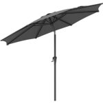 SONGMICS Umbrela de gradina, cu manivela pentru deschidere, sistem inclinare, 300cm, gri