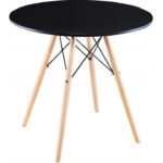 Masa rotunda pentru living, design scandinav, diametru 60cm, negru