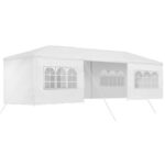 Cort pavilion 9x3m pentru gradina sau evenimente, cu 8 pereti laterali, alb