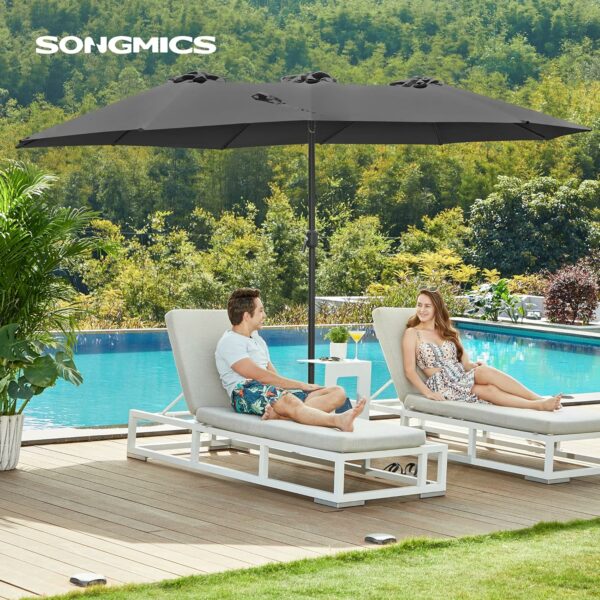 SONGMICS Umbrela de gradina dubla, cu manivela, 460 x 270 cm, gri - imagine 2