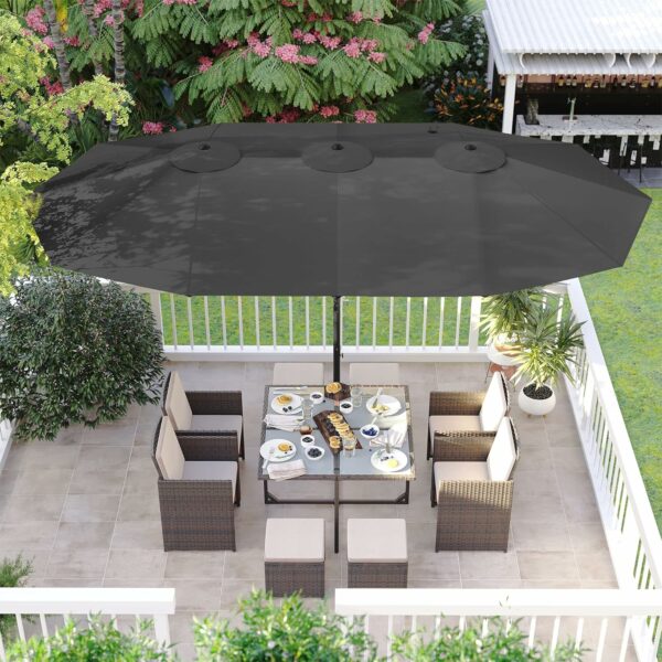 SONGMICS Umbrela de gradina dubla, cu manivela, 460 x 270 cm, gri - imagine 3